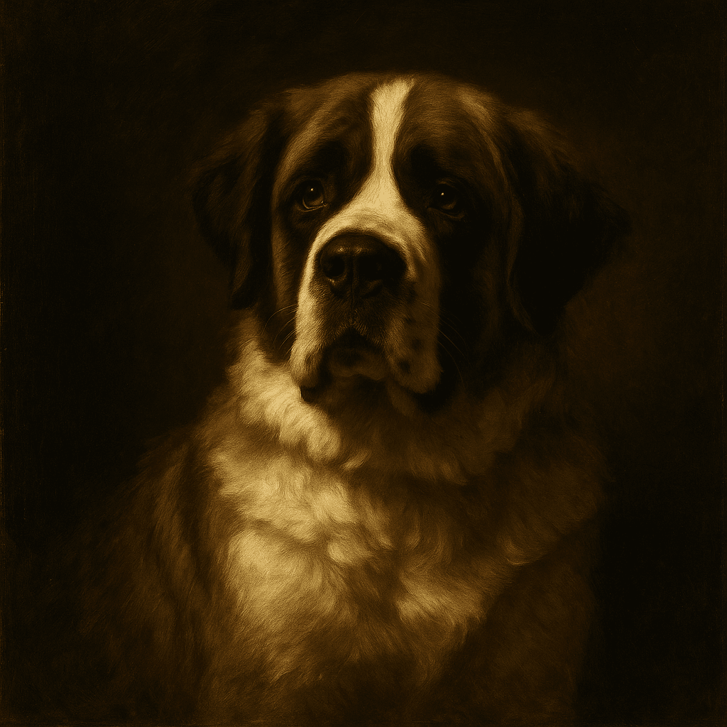 St. Bernard painted in the Old Master style