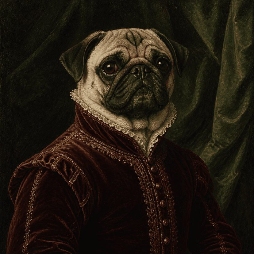 Pug in the Aristocrat style