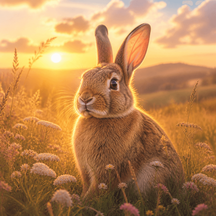 Rabbit in the Golden Hour style