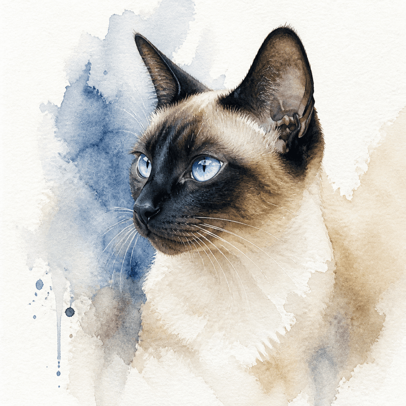 Siamese cat in the Watercolor style